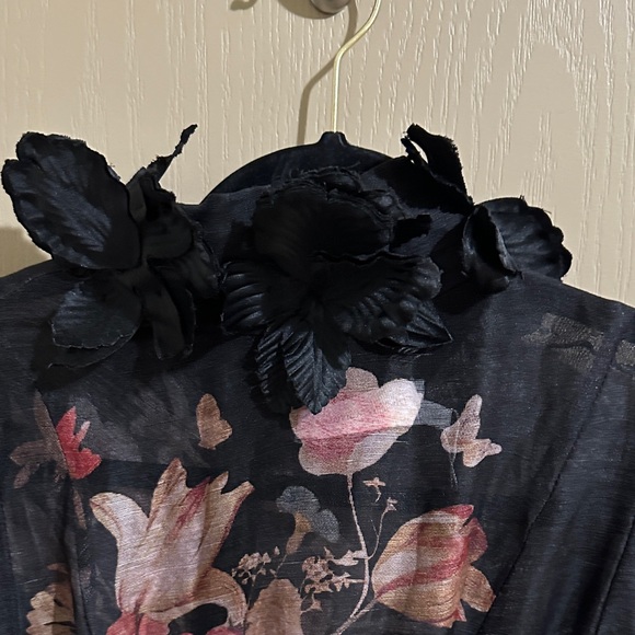Zimmermann Black and Pink Floral Long Sleeve Dress - Picture 3 of 7